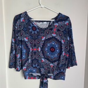 DK Blue and Red Paisley Blouse - open back detail
